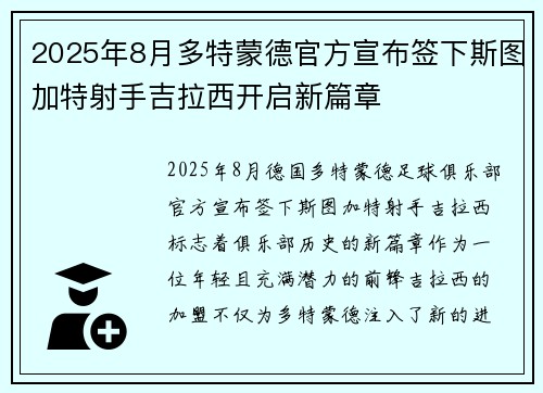 2025年8月多特蒙德官方宣布签下斯图加特射手吉拉西开启新篇章 2025年8月多特蒙德官方宣布签下斯图加特射手吉拉西开启新篇章